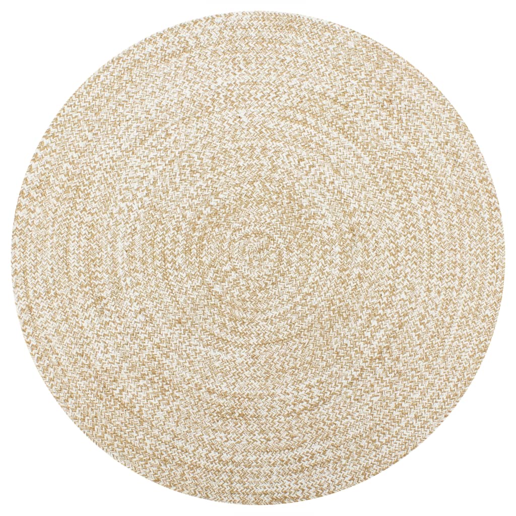 vidaXL Tapis fait à la main Jute Blanc et Naturel 150 cm