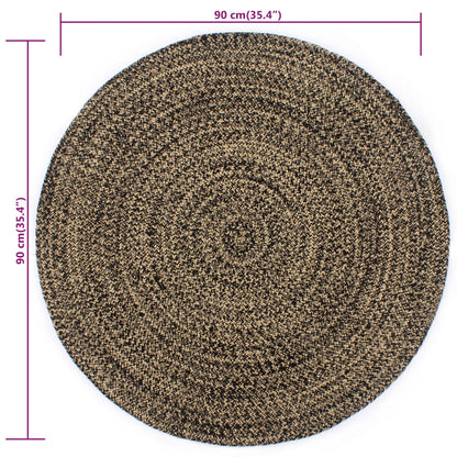 vidaXL Tapis fait à la main Jute Noir et Naturel 90 cm