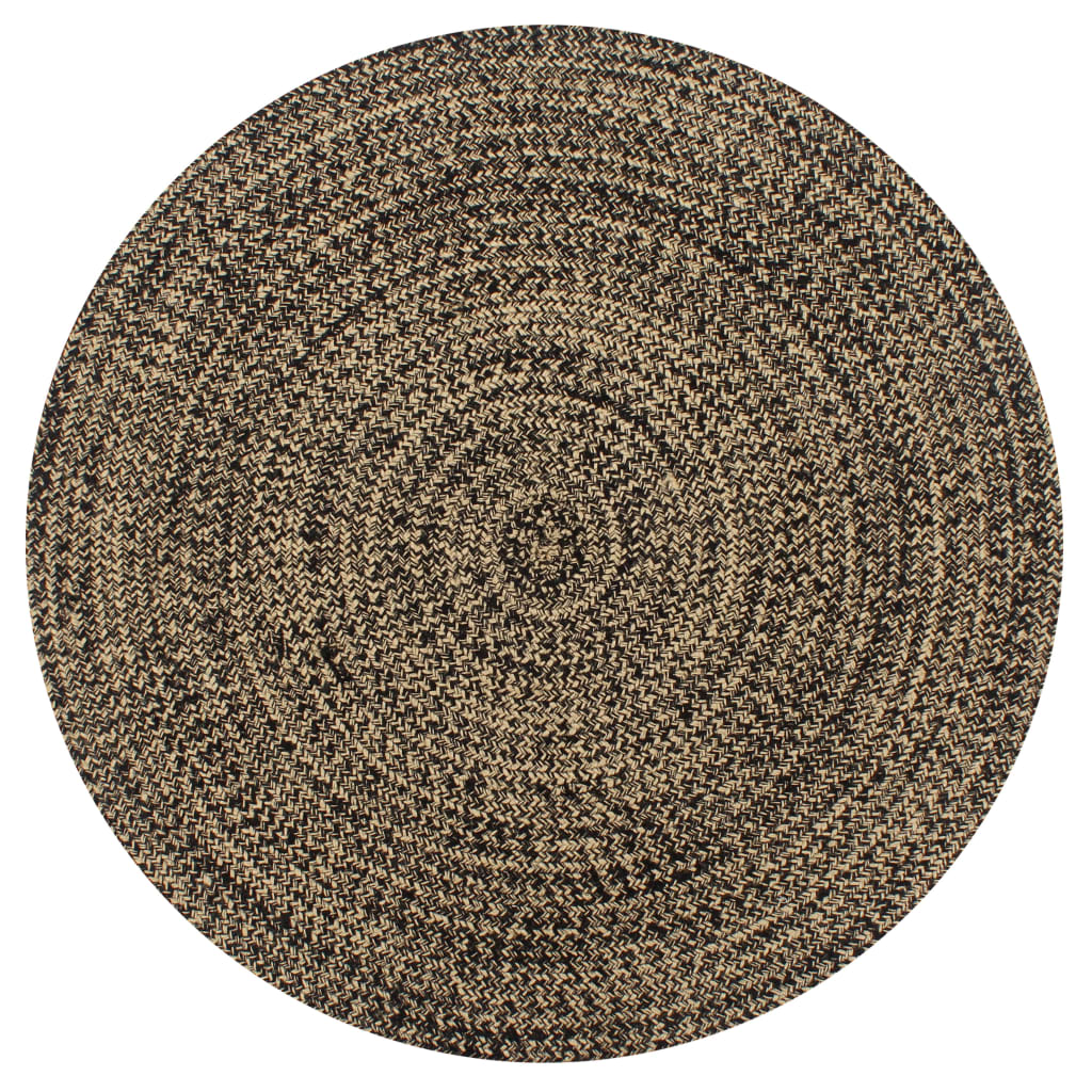 vidaXL Tapis fait main jute Noir et naturel 120 cm
