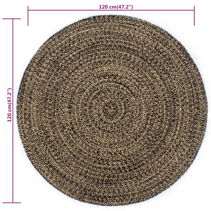 vidaXL Tapis fait main jute Noir et naturel 120 cm