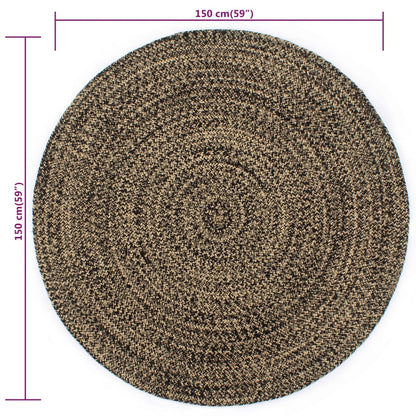 vidaXL Tapis fait à la main Jute Noir et naturel 150 cm
