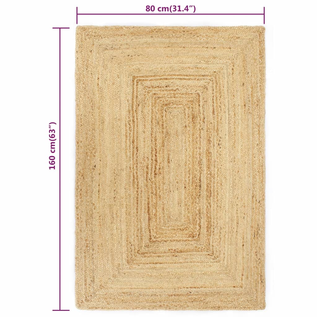 vidaXL Tapis fait à la main Jute naturel 80x160 cm