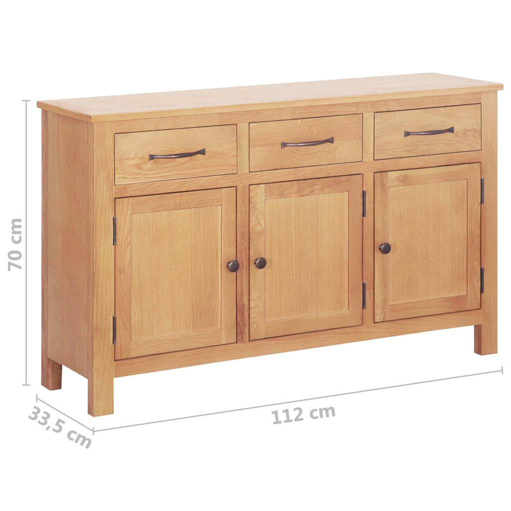 Sideboard Braun 112 x 33,5 x 70 cm Massivholz Eiche