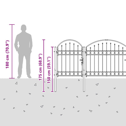 Gartentor mit gewölbtem Oberteil 400 x 175 cm Stahl