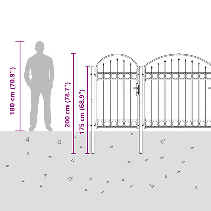 Gartentor mit gewölbtem Oberteil 200 x 400 cm Stahl