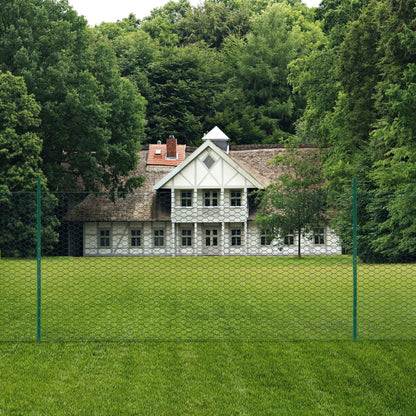 vidaXL Maschendrahtzaun mit Pfosten Stahl 25 x 1,5 m Grün