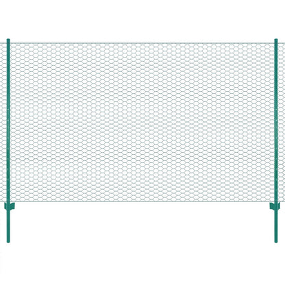 vidaXL Maschendrahtzaun mit Pfosten Stahl 25 x 2 m Grün