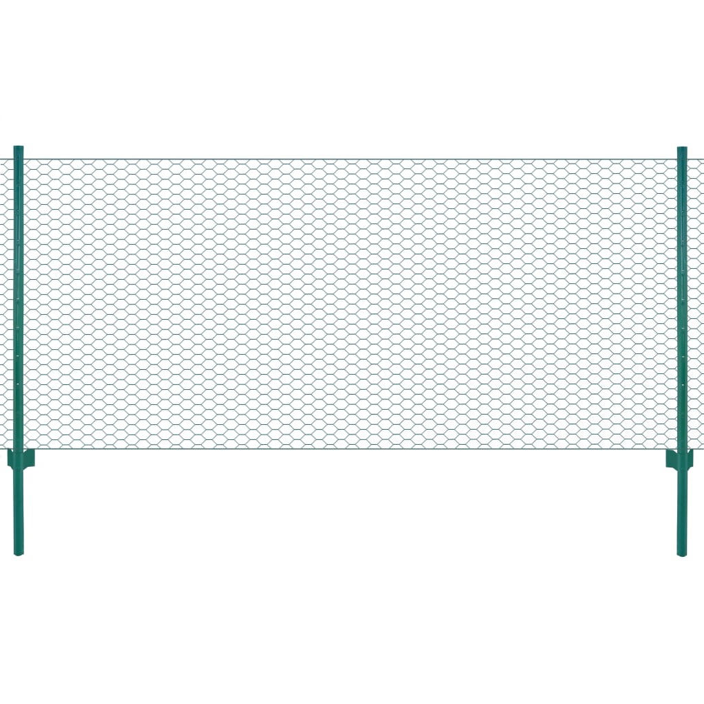 vidaXL Maschendrahtzaun mit Pfosten Stahl 25 x 0,75 m Grün