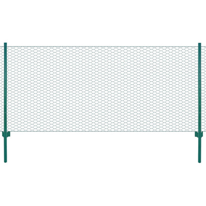 vidaXL Maschendrahtzaun mit Pfosten Stahl 25 x 0,75 m Grün