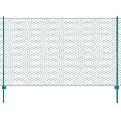vidaXL Maschendrahtzaun mit Pfosten Stahl 25 x 2 m Grün
