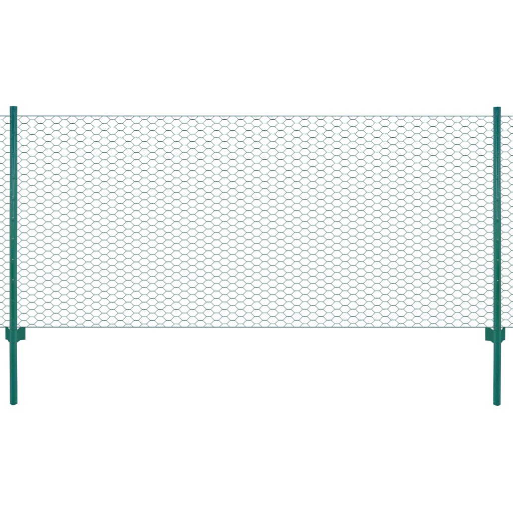 vidaXL Maschendrahtzaun mit Pfosten Stahl 25 x 0,75 m Grün