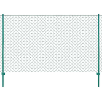 vidaXL Maschendrahtzaun mit Pfosten Stahl 25 x 1,5 m Grün