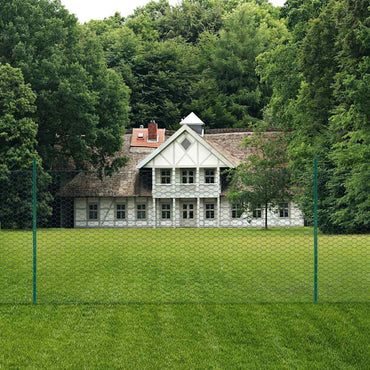 vidaXL Maschendrahtzaun mit Pfosten Stahl 25 x 1,5 m Grün