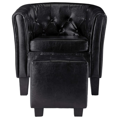 vidaXL Sessel mit Fußhocker Schwarz Kunstleder