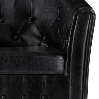 vidaXL Sessel mit Fußhocker Schwarz Kunstleder