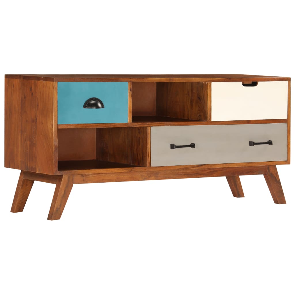 Meuble TV vidaXL avec 3 tiroirs 110x35x50 cm Bois d'acacia massif