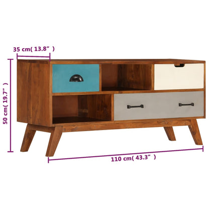 Meuble TV vidaXL avec 3 tiroirs 110x35x50 cm Bois d'acacia massif