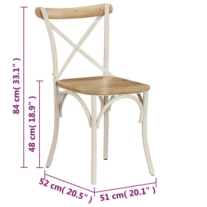 vidaXL Kreuzstühle 2 Stk. Weiß Massivholz Mango