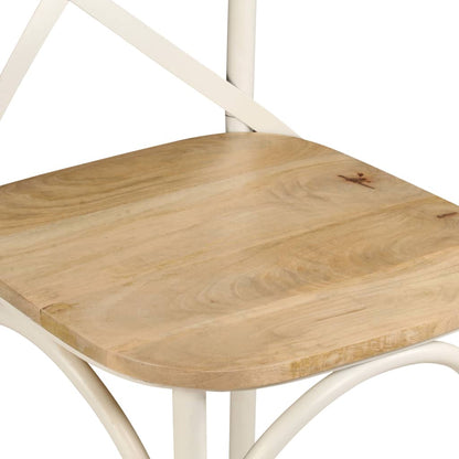 vidaXL Kreuzstühle 2 Stk. Weiß Massivholz Mango