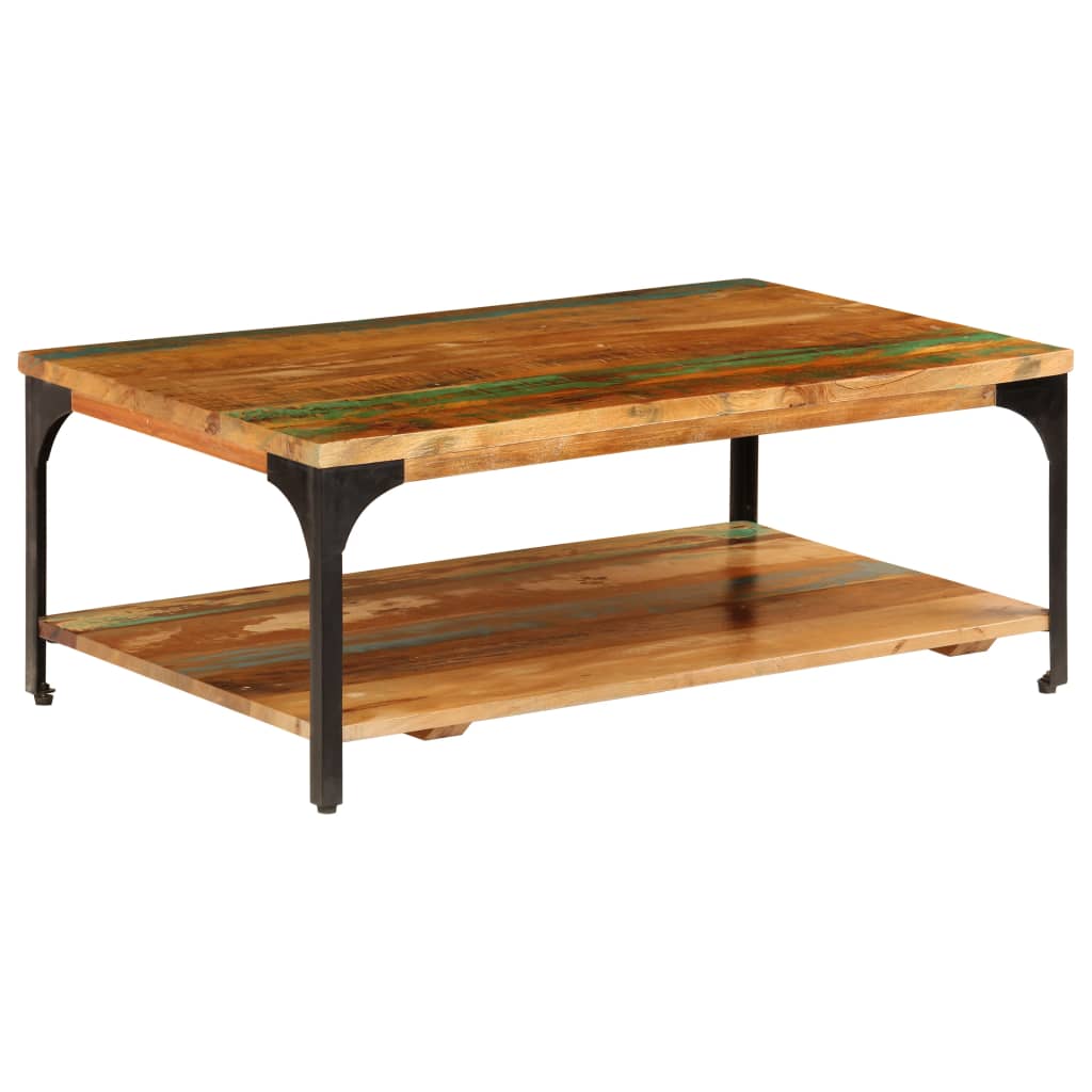 vidaXL Table basse avec étagère 100x60x35 cm en bois de récupération massif
