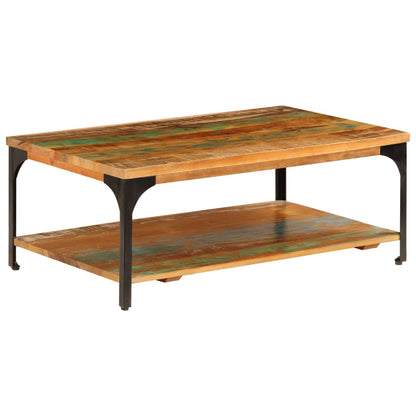 vidaXL Table basse avec étagère 100x60x35 cm en bois de récupération massif