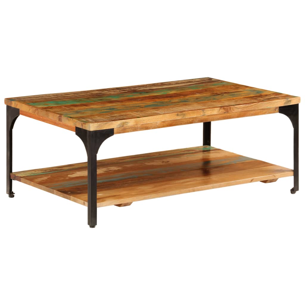 vidaXL Table basse avec étagère 100x60x35 cm en bois de récupération massif