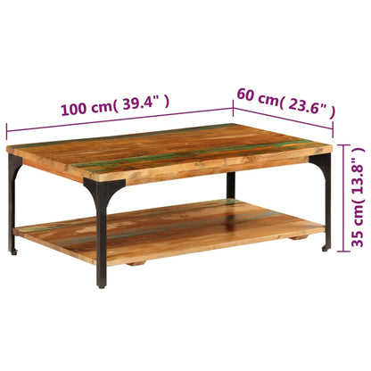 vidaXL Table basse avec étagère 100x60x35 cm en bois de récupération massif