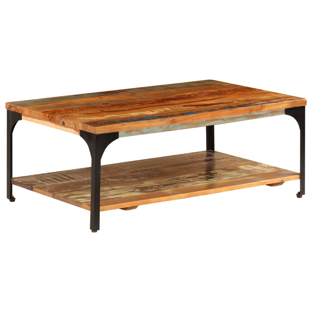 vidaXL Table basse avec étagère 100x60x35 cm en bois de récupération massif