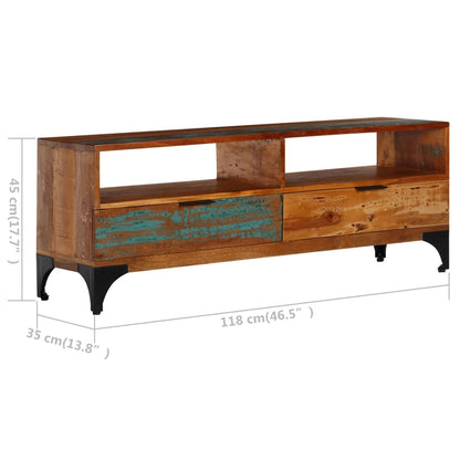 vidaXL Meuble TV 118x35x45 cm Bois de récupération massif