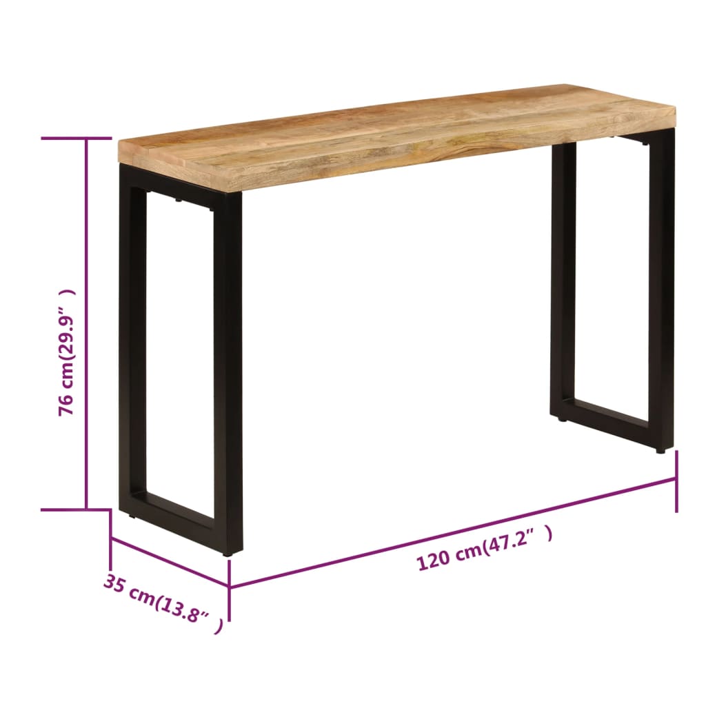 vidaXL Konsolentisch 120x35x76 cm Stahl und Massivholz Mango