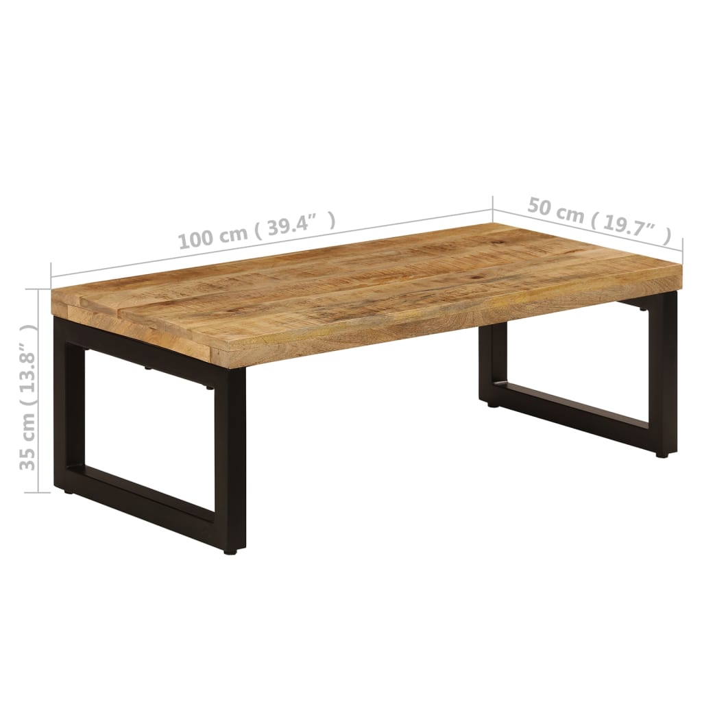 vidaXL Table basse 100x50x35 cm Bois de manguier massif et acier