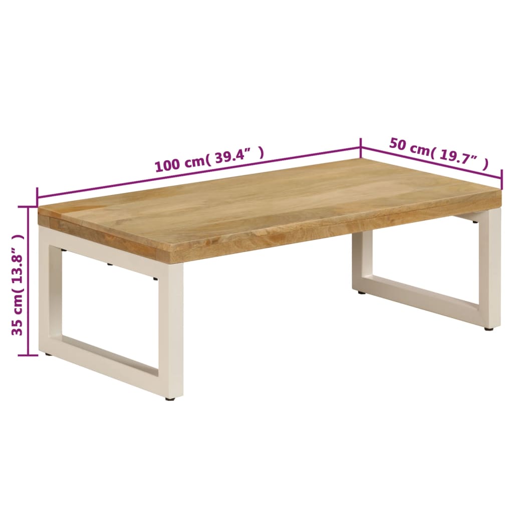 vidaXL Table basse 100x50x35 cm Bois de manguier massif et acier
