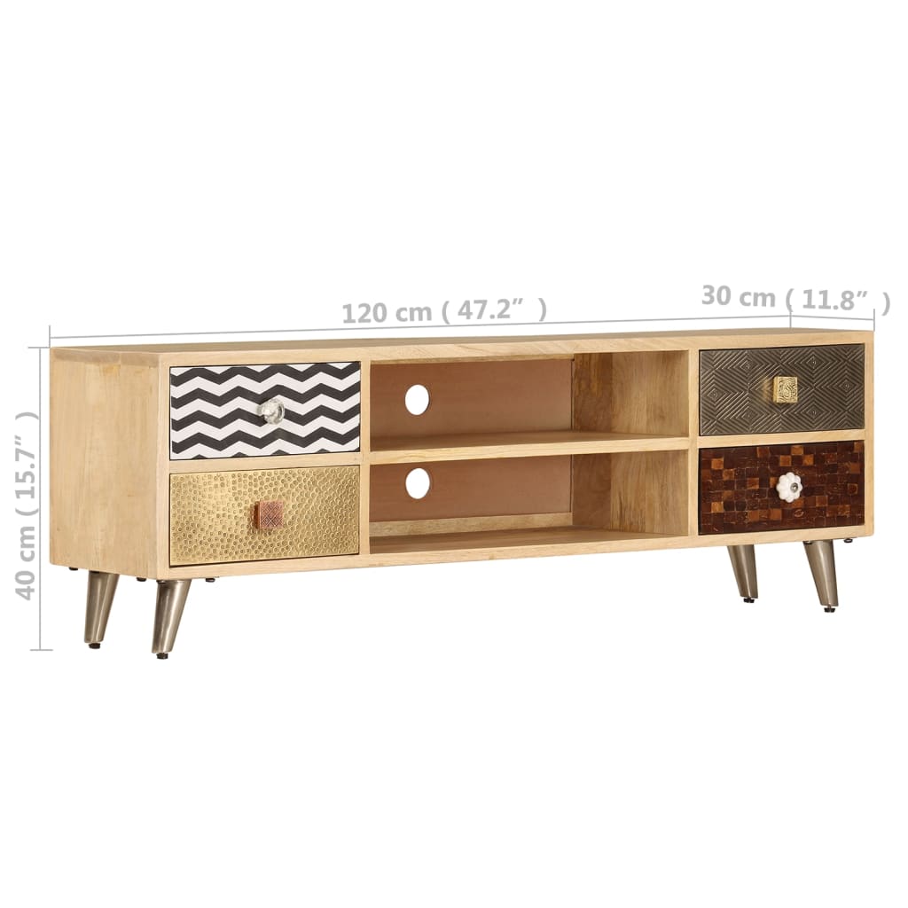 vidaXL Meuble TV 120x30x40 cm Bois de manguier massif