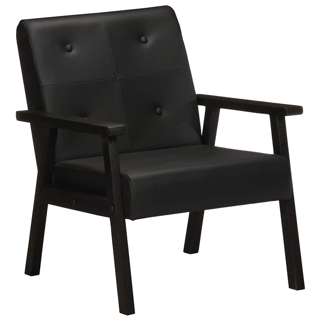 vidaXL Sessel Schwarz Echtleder