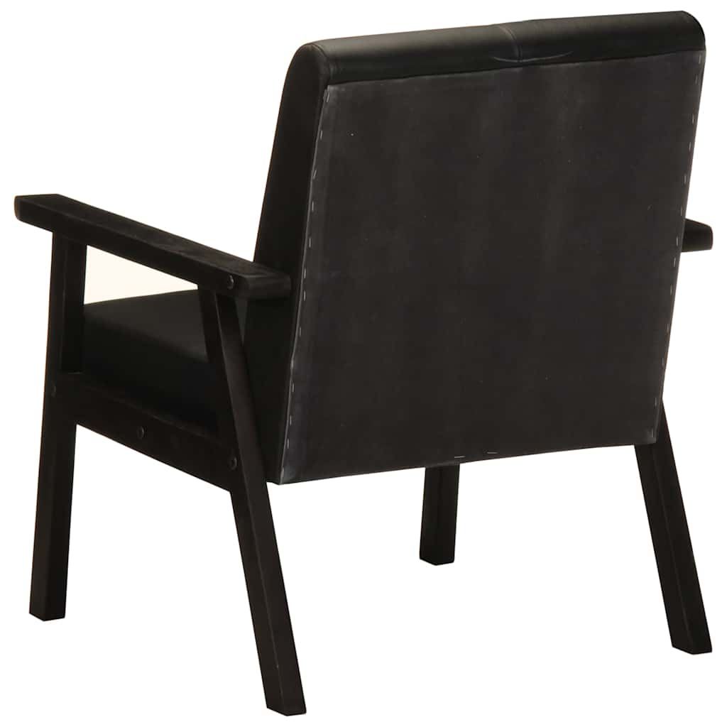 vidaXL Sessel Schwarz Echtleder