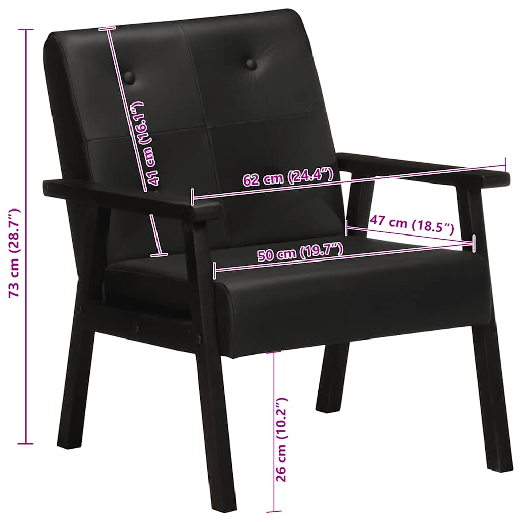 vidaXL Sessel Schwarz Echtleder