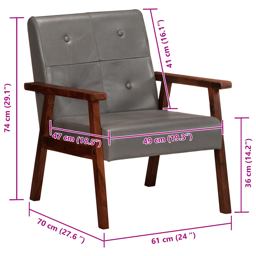vidaXL Sessel Grau Echtleder