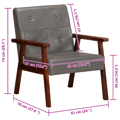 vidaXL Sessel Grau Echtleder