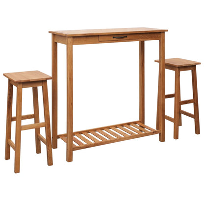 vidaXL Ensemble de bar 3 pièces Bois de chêne massif