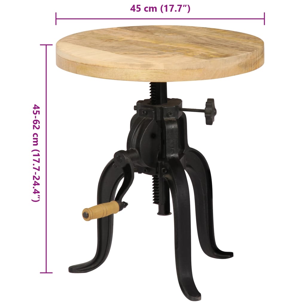 vidaXL Beistelltisch 45 x (45-62) cm Massivholz Mango und Gusseisen