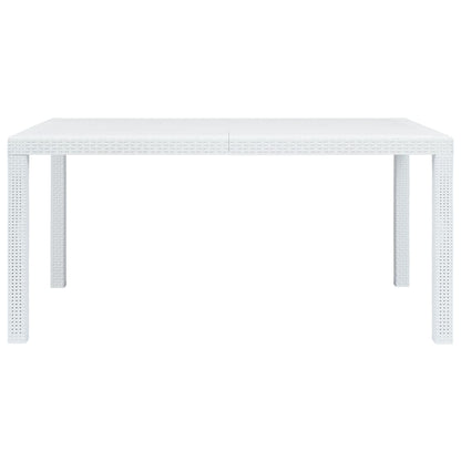 Gartentisch Weiß 150x90x72 cm Kunststoff Rattan-Optik