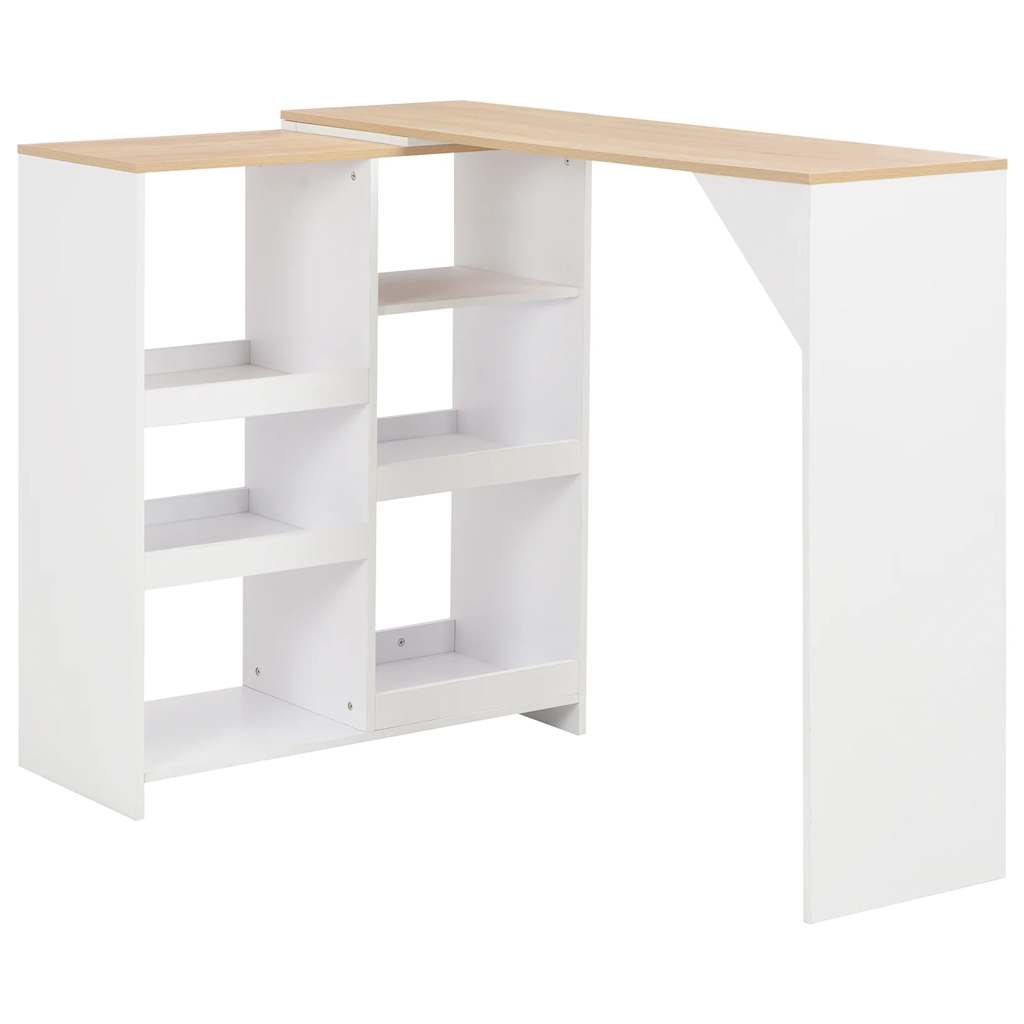 vidaXL Bartisch mit Beweglichem Regal Weiß 138x39x110 cm