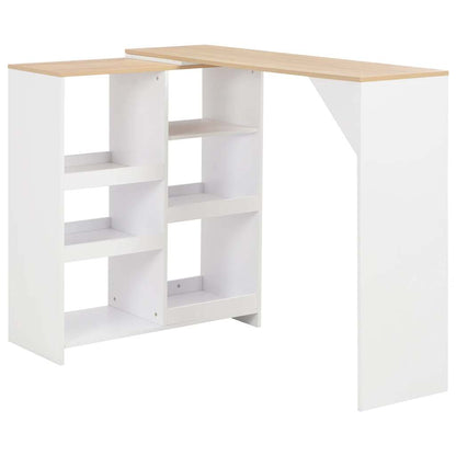 vidaXL Bartisch mit Beweglichem Regal Weiß 138x39x110 cm