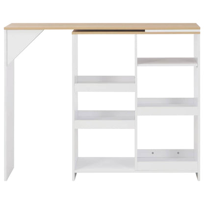 vidaXL Bartisch mit Beweglichem Regal Weiß 138x39x110 cm