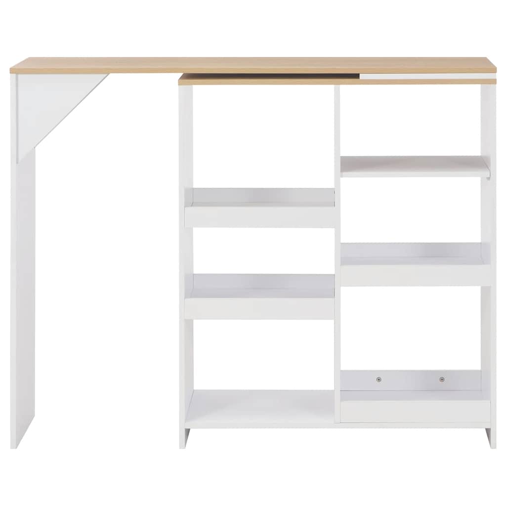 vidaXL Bartisch mit Beweglichem Regal Weiß 138x39x110 cm
