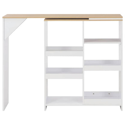 vidaXL Bartisch mit Beweglichem Regal Weiß 138x39x110 cm