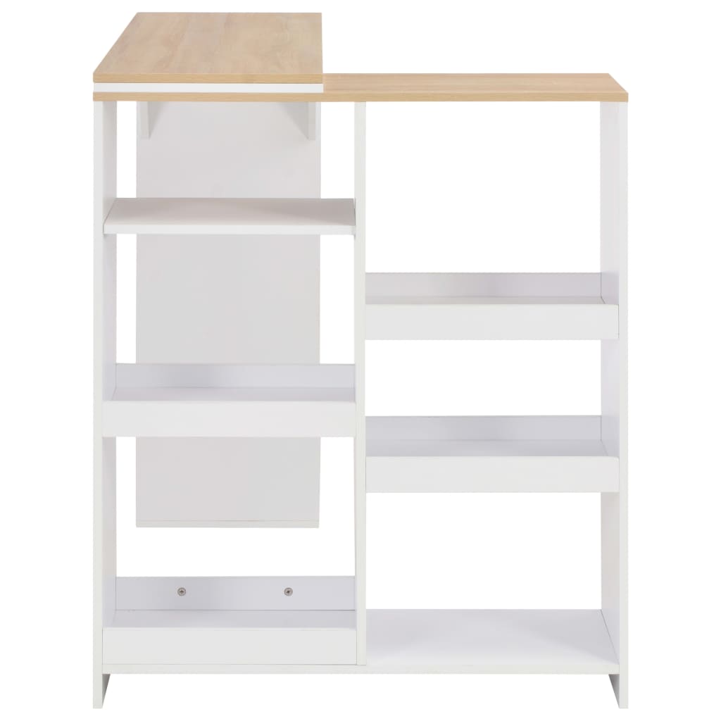 vidaXL Bartisch mit Beweglichem Regal Weiß 138x39x110 cm