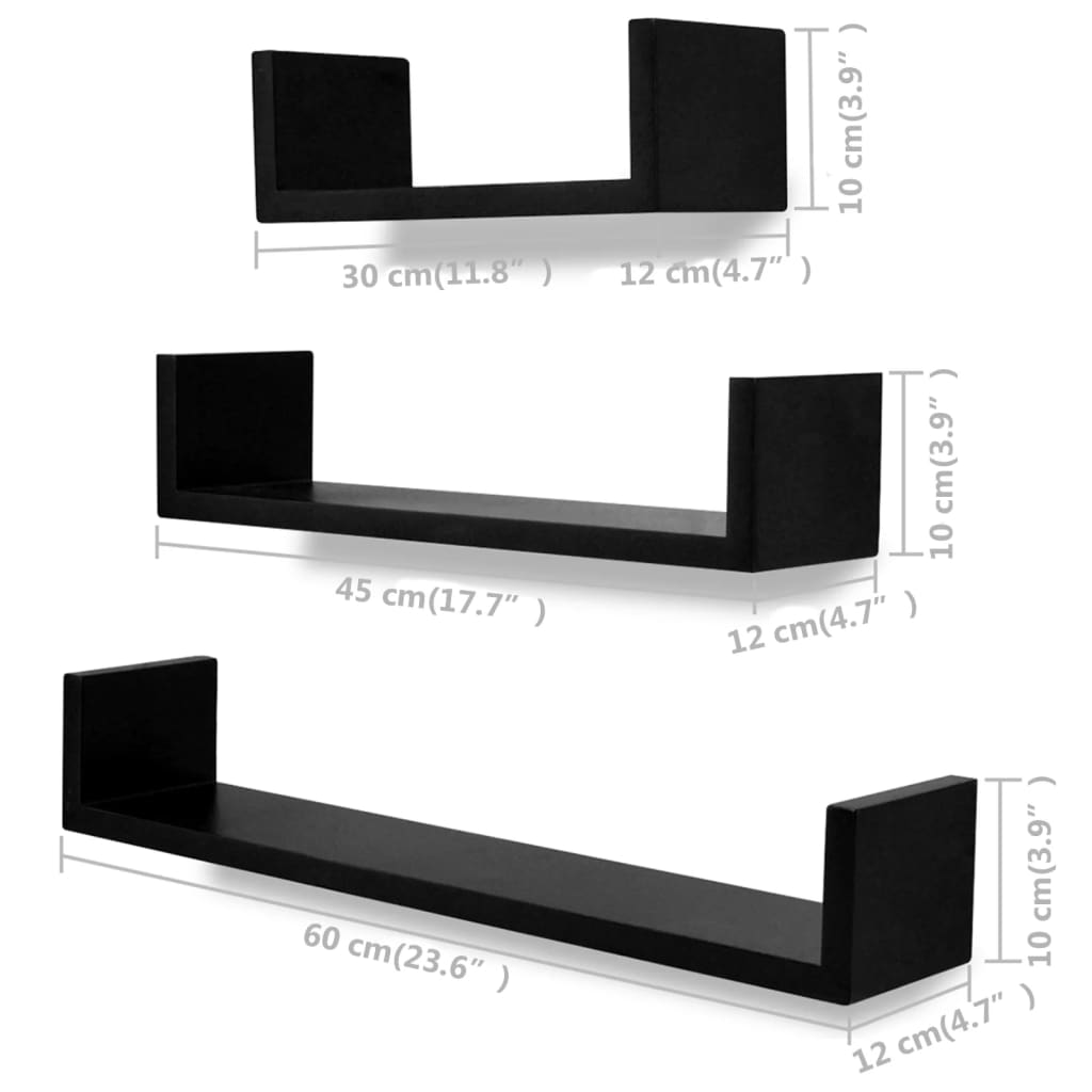 vidaXL Wandregale 6 Stk. Schwarz