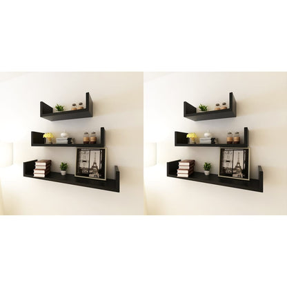 vidaXL Wandregale 6 Stk. Schwarz