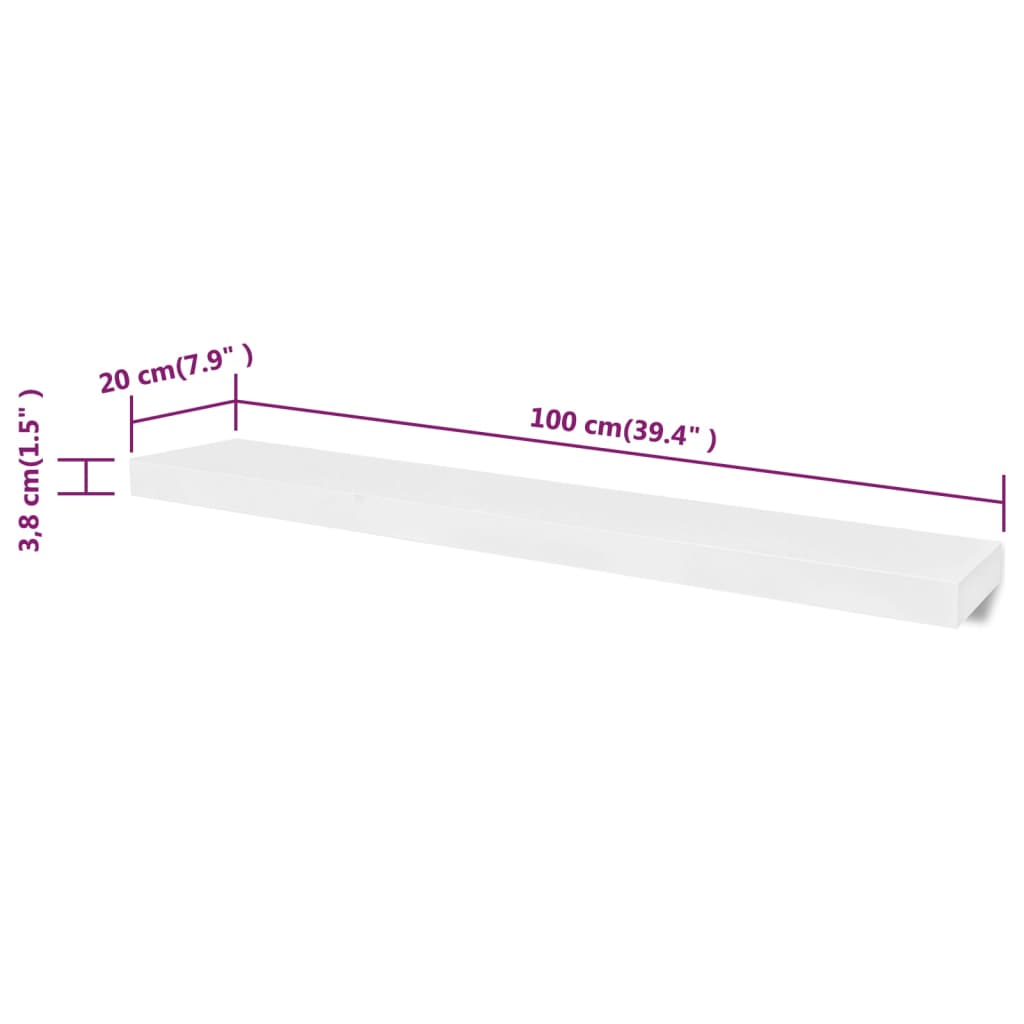 vidaXL Étagères murales 4 pcs Blanc 100 cm